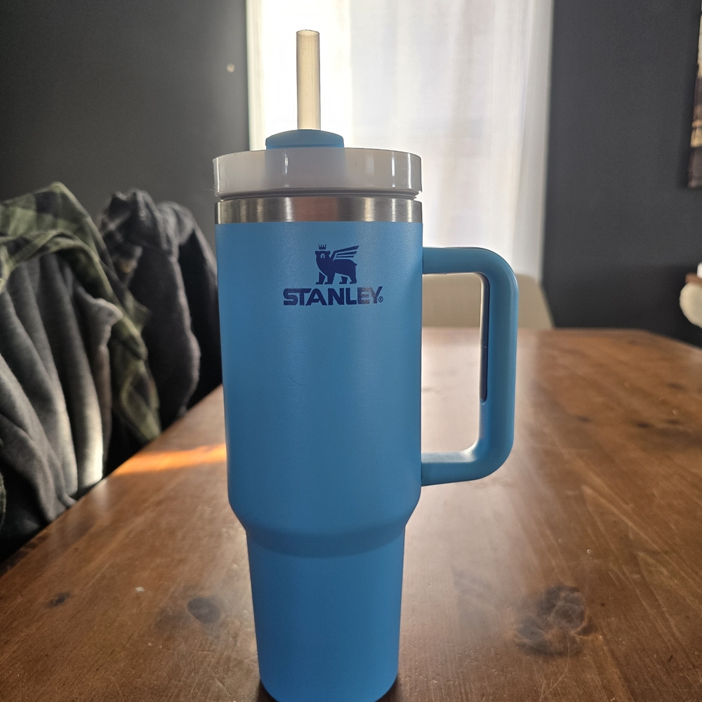 Stanley Blue Tumbler with Straw